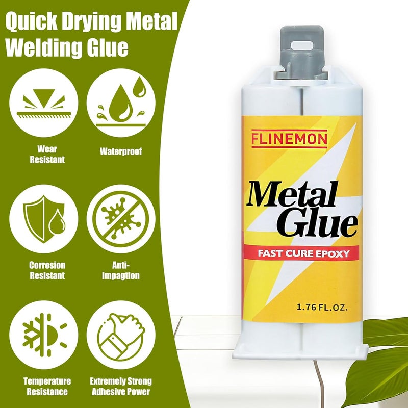 Flinemon Metal Glue, Heavy Duty Waterproof Epoxy Adhesive, Liquid Aluminum Bonding, Strong Foundry Glue for Welding Metals, Aluminum, Steel, Iron, Wood Filler, Plastic 1.76 oz - Image 2